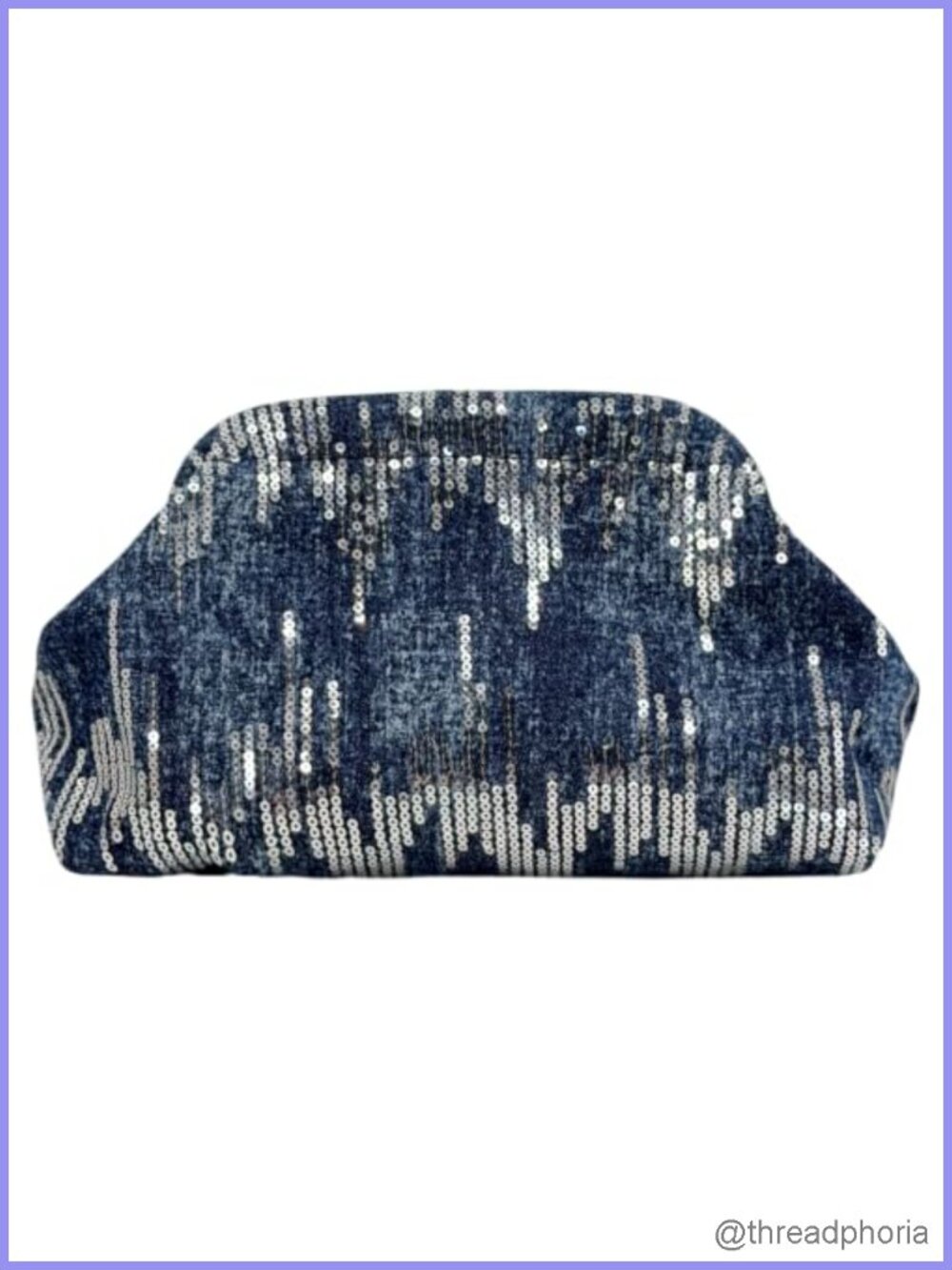 Women's Metal Frame Sequin Denim Clutch Evening Party Bag